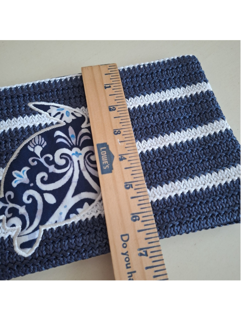 Vera Bradley Steel Blue Turtle Medallion Straw Wristlet Beach Pouch Nautical - Picture 6 of 7